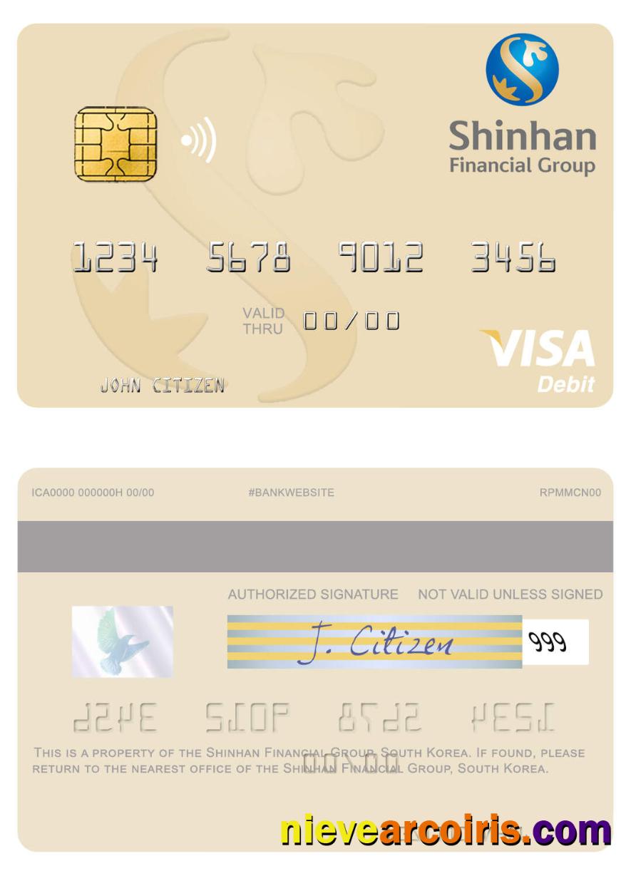 South Korea Shinhan Financial Group visa debit card